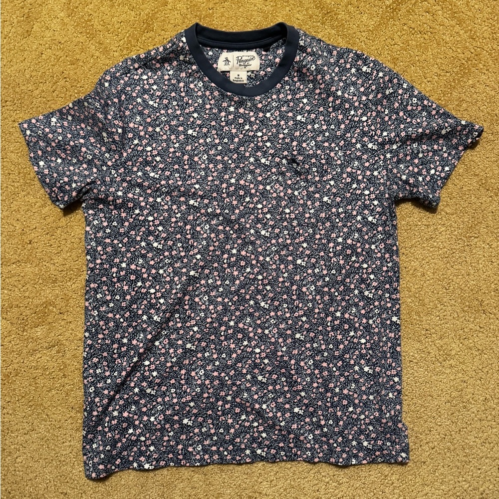 Original Penguin Floral Tee - Navy and Pink
